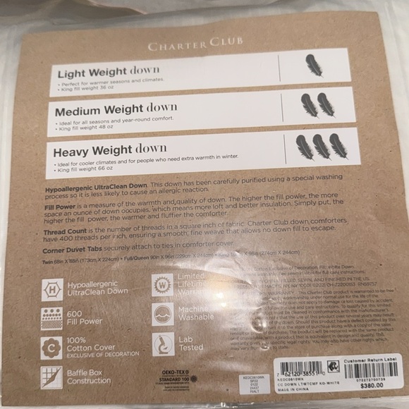 NIP Charter Club - White Down Lightweight Comforter, King - Picture 11 of 11